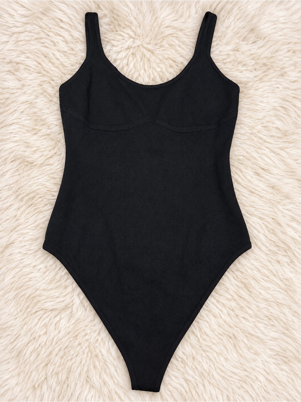 Victoria's Secret Black Luxe crème knit plunge bodysuit